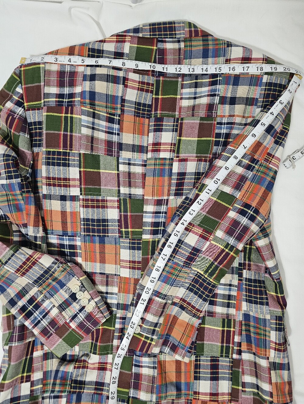 JOS. A. Bank Madras Patchwork Sport Coat Blazer 46R Cotton Preppy Ivy - Picture 9 of 9